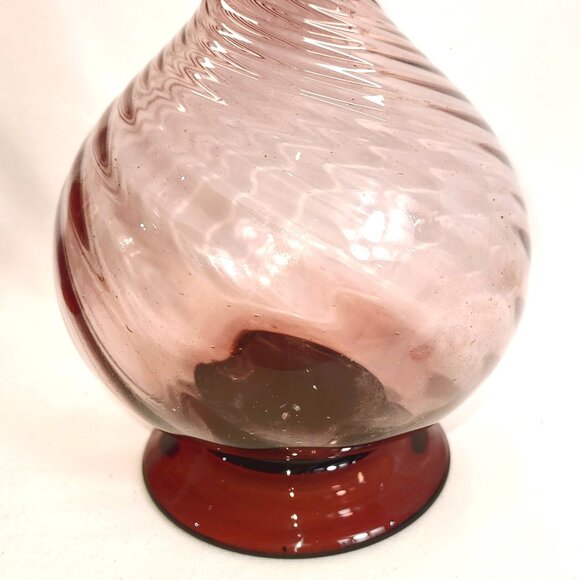 Hermanos Avalos Mexican art Glass Tall amethyst swirl Vase 16" - Picture 2 of 9